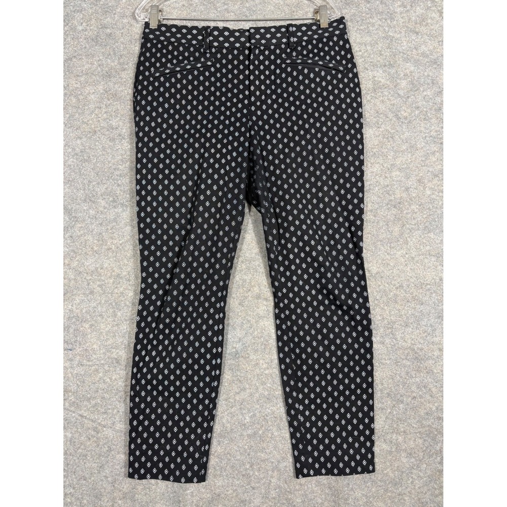 GAP Skinny Ankle Pants Black White Diamond Print Women's Size 10‎ Regular